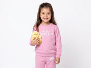 Girls Light Pink Cotton Blend EPP Single-Print Sweatshirt