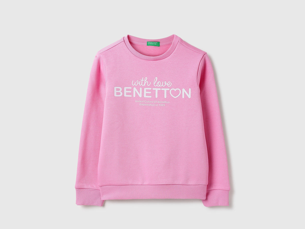 Girls Light Pink Cotton Knit Sweatshirt