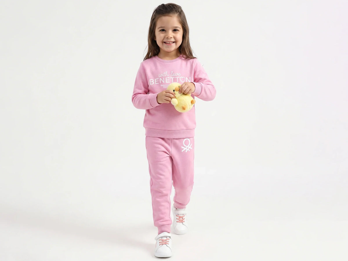 Girls Light Pink Cotton Knit Sweatshirt