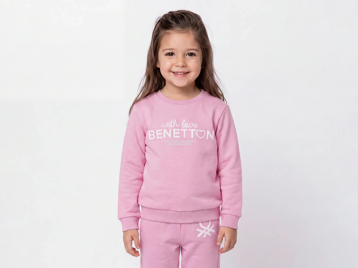 Girls Light Pink Cotton Knit Sweatshirt