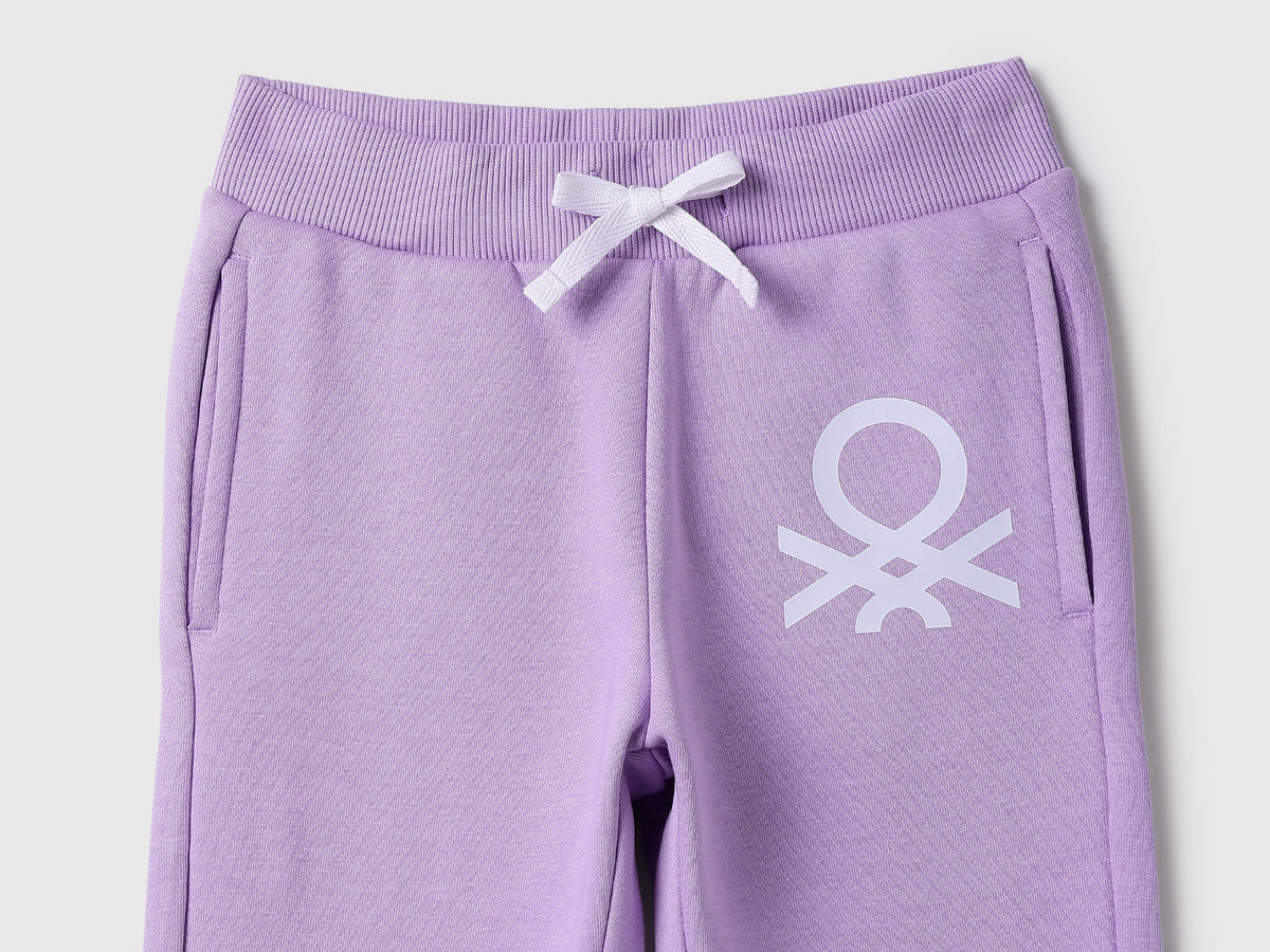 Girls Lavender Cotton Knit Trousers