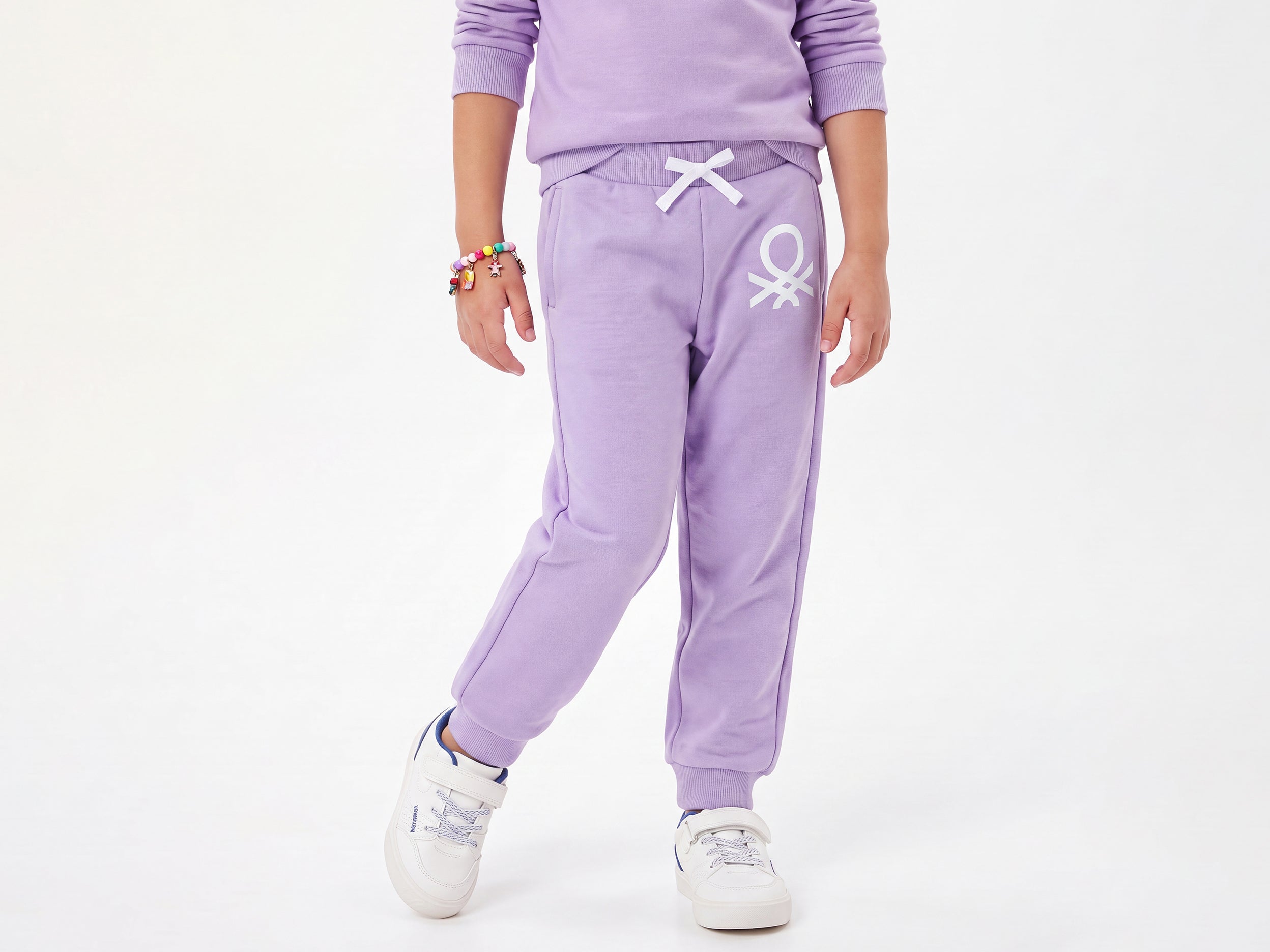 Girls Lavender Cotton Blend EPP Single-Colour Trackpants