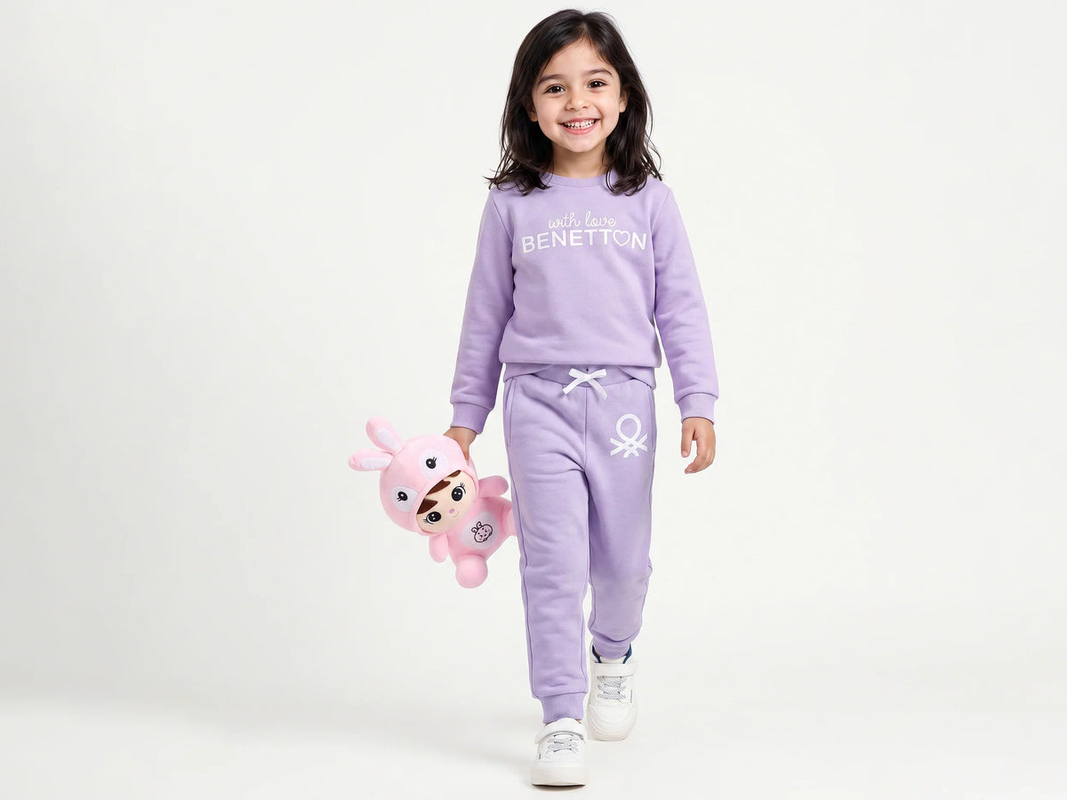 Girls Lavender Cotton Knit Trousers