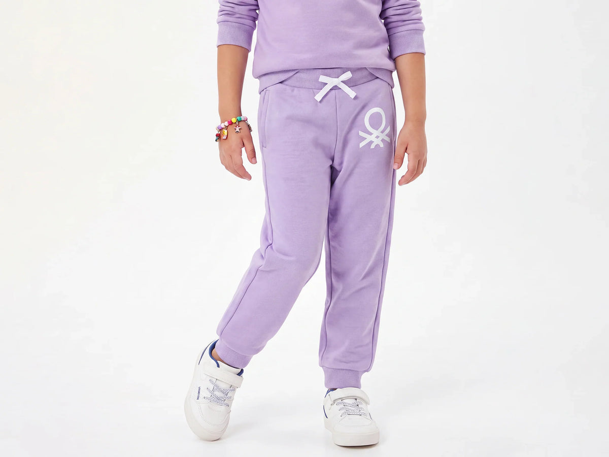 Girls Lavender Cotton Knit Trousers