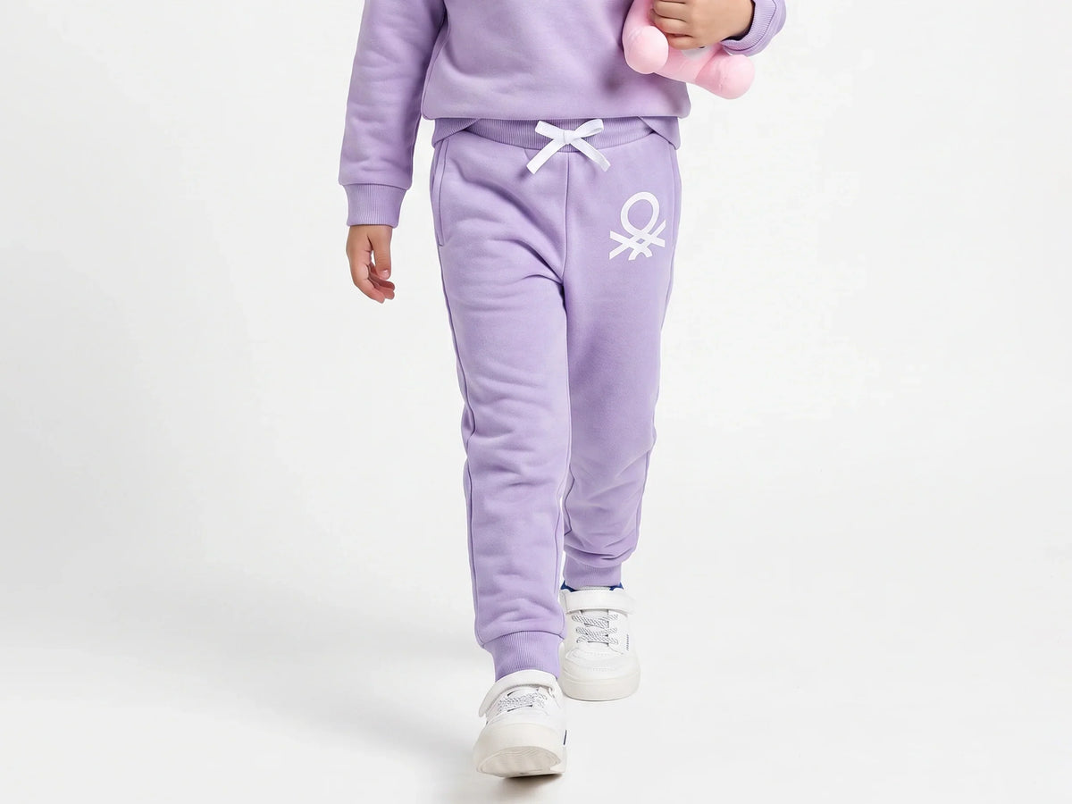 Girls Lavender Cotton Knit Trousers