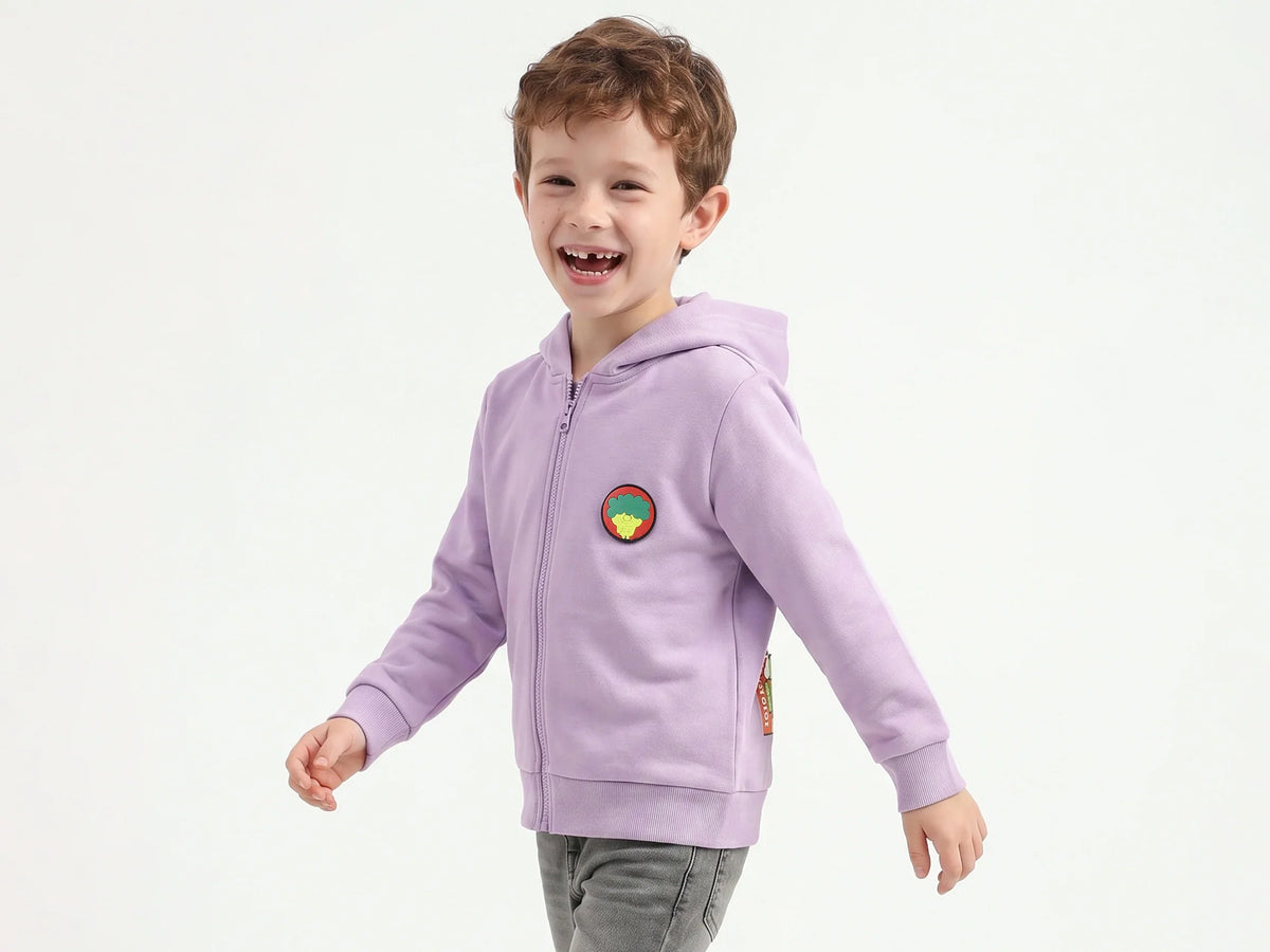 Boys Lavender Cotton Knit Sweatshirt