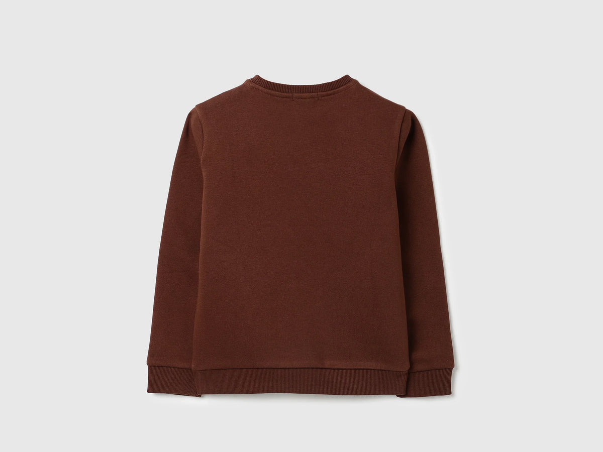 Girls Chocolate Cotton Knit Sweatshirt