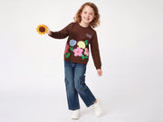 Girls Chocolate Cotton Knit Sweatshirt