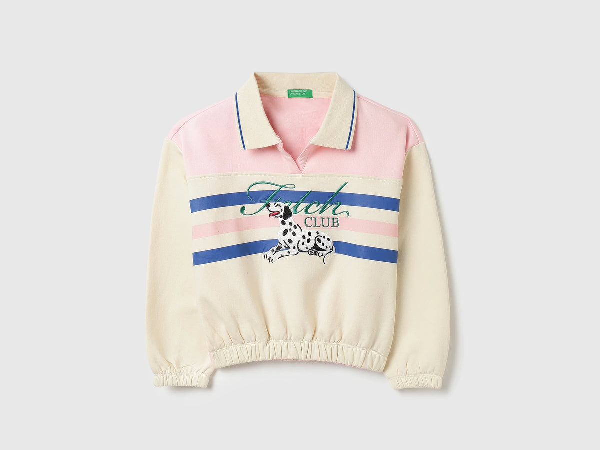 Girls Off White Cotton Knit Sweatshirt Classic