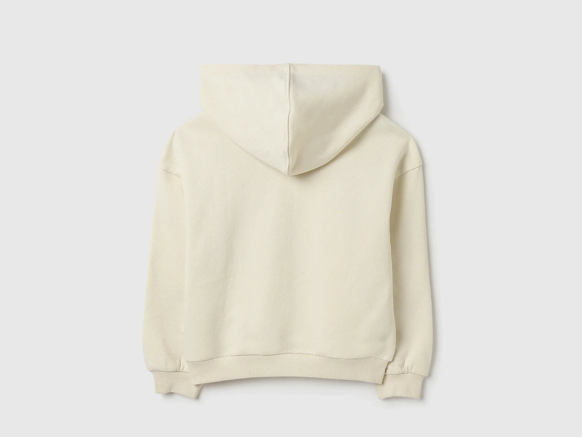 Girls Off White Cotton Knit Sweatshirt Essential