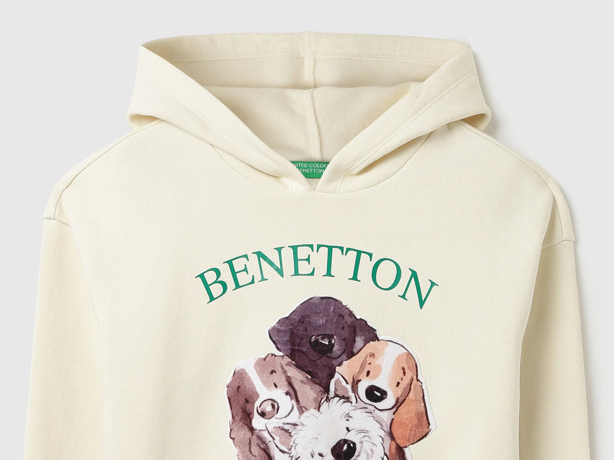 Girls Off White Cotton Knit Sweatshirt Essential
