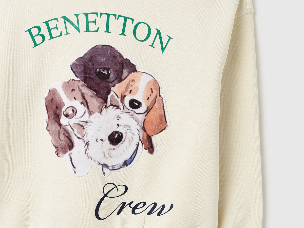 Girls Off White Cotton Knit Sweatshirt Essential