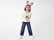 Girls Off White Cotton Knit Sweatshirt Essential