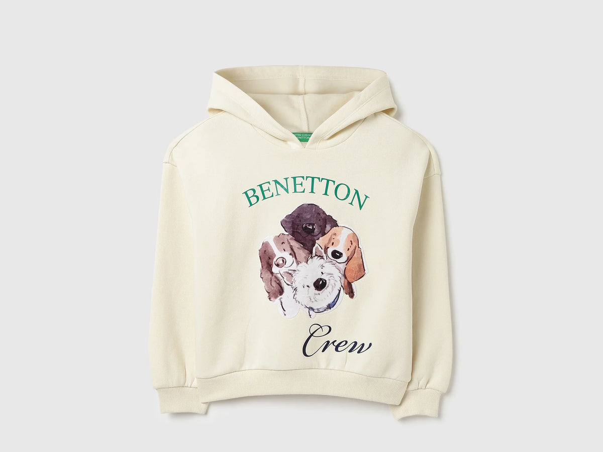 Girls Off White Cotton Knit Sweatshirt Essential