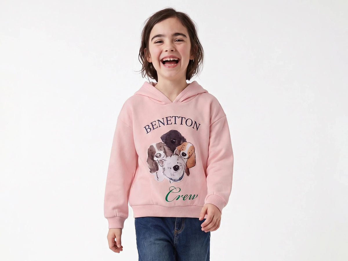 Girls Pink Cotton Knit Sweatshirt Essential
