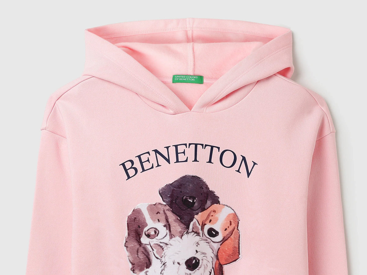 Girls Pink Cotton Knit Sweatshirt Essential
