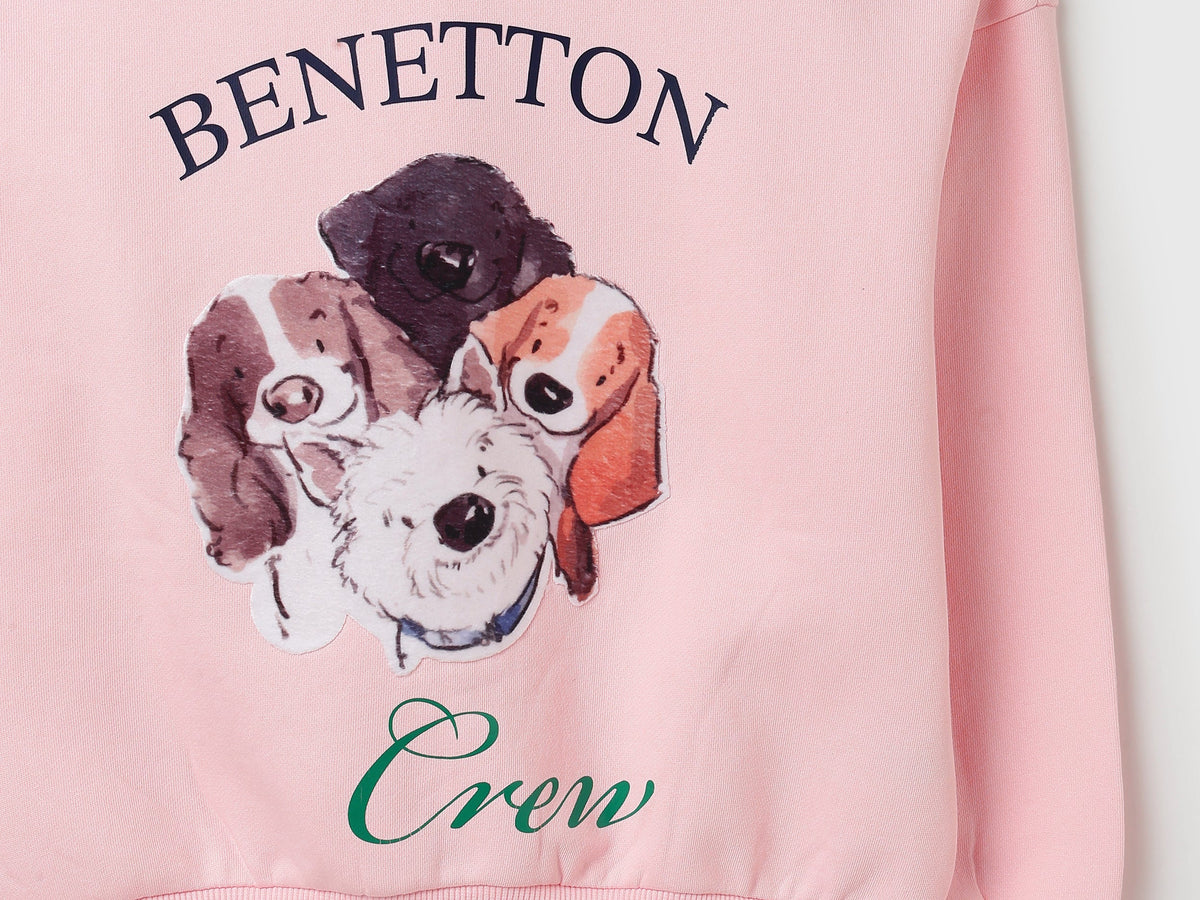 Girls Pink Cotton Knit Sweatshirt Essential