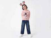 Girls Pink Cotton Knit Sweatshirt Essential