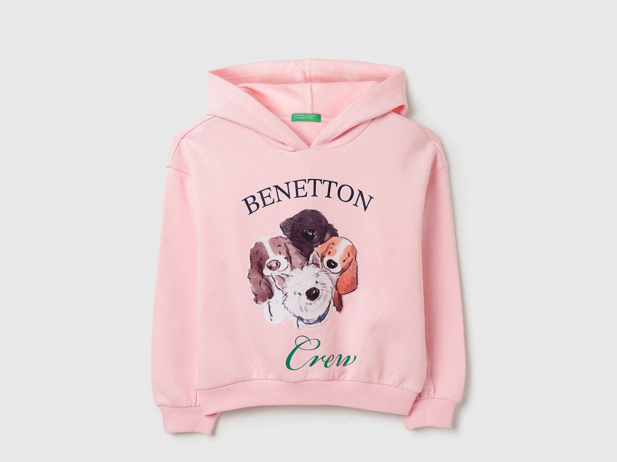 Girls Pink Cotton Knit Sweatshirt Essential