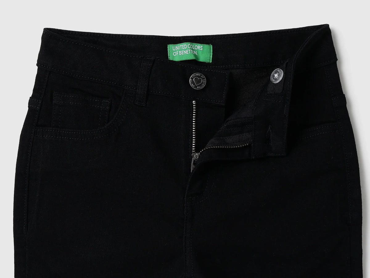 Girls Black Denim Trousers