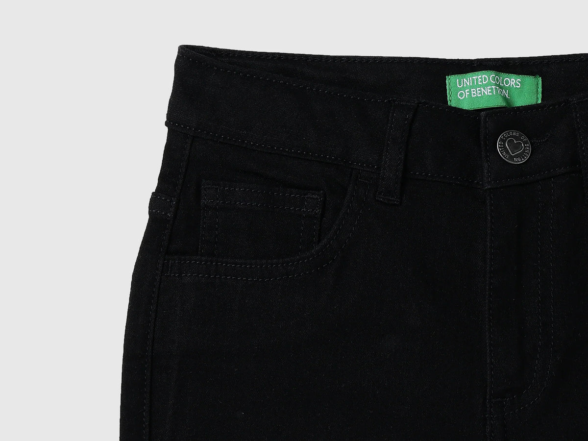 Girls Black Denim Trousers
