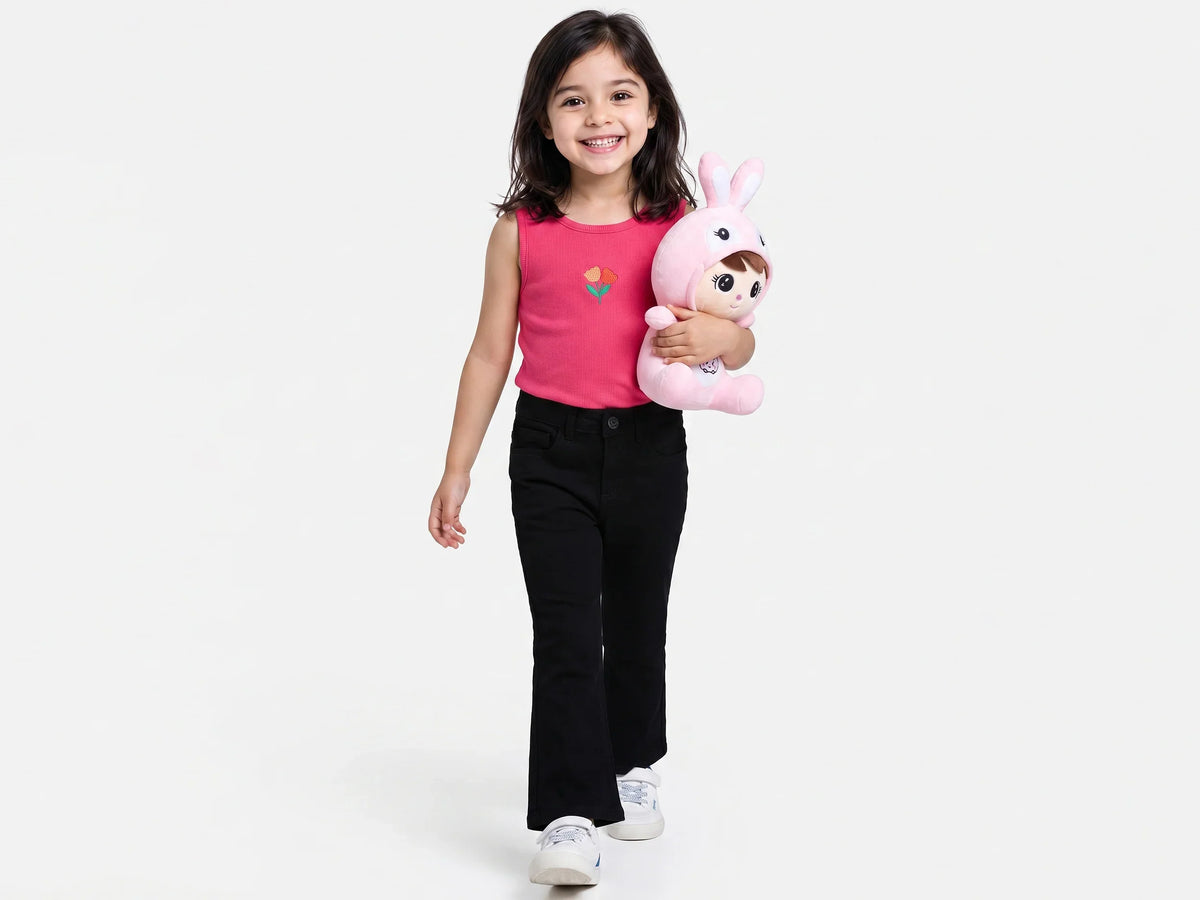 Girls Black Denim Trousers