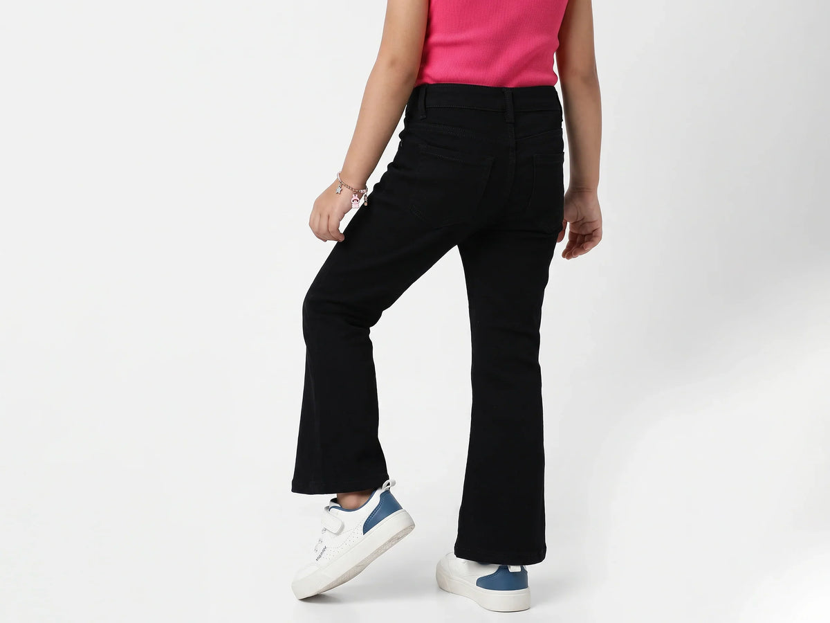 Girls Black Denim Trousers