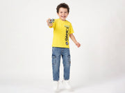 Boys Light Wash Regular-Fit Cotton Blend Cargo Denim Trousers