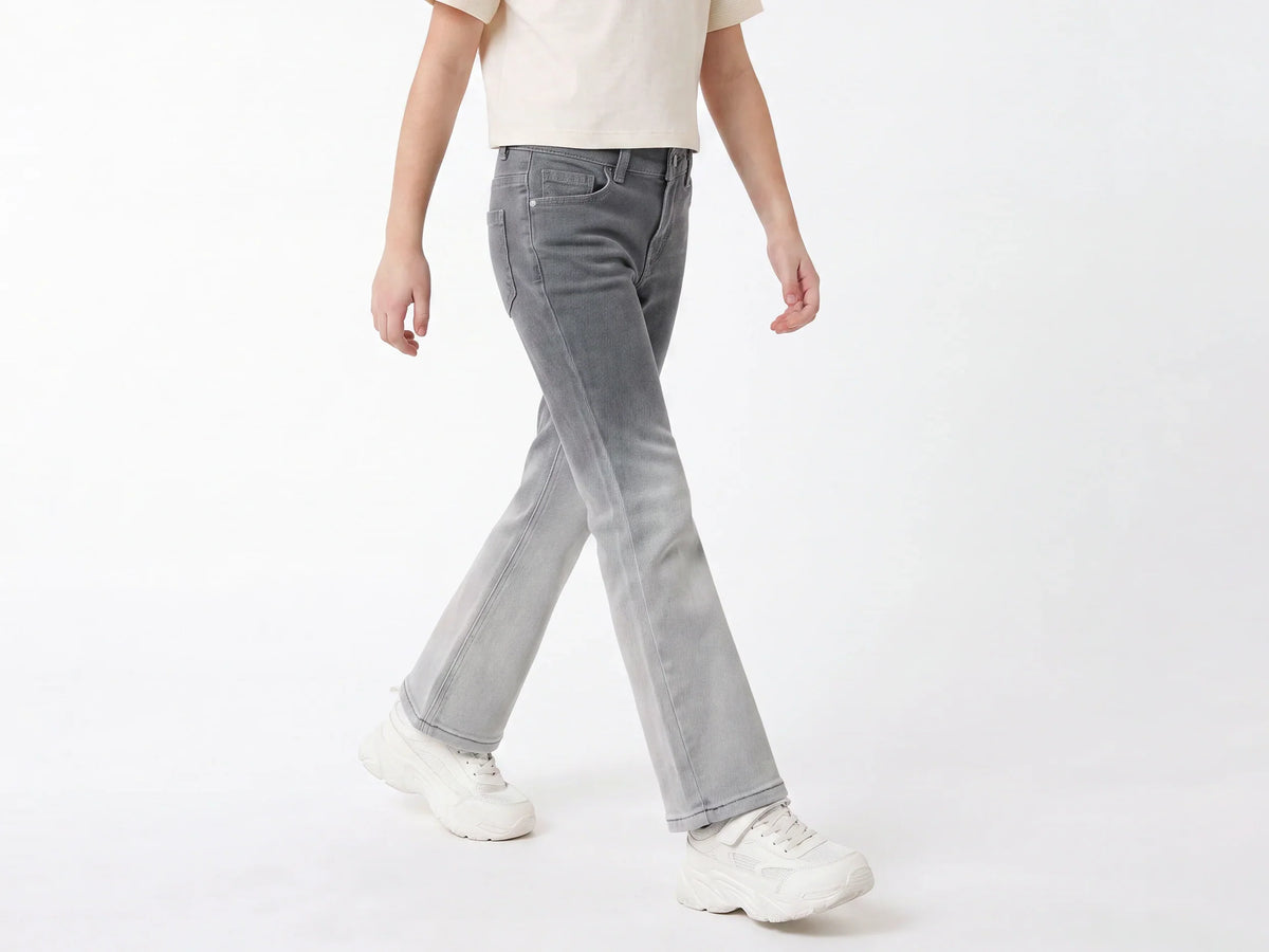 Girls Grey Denim Trousers