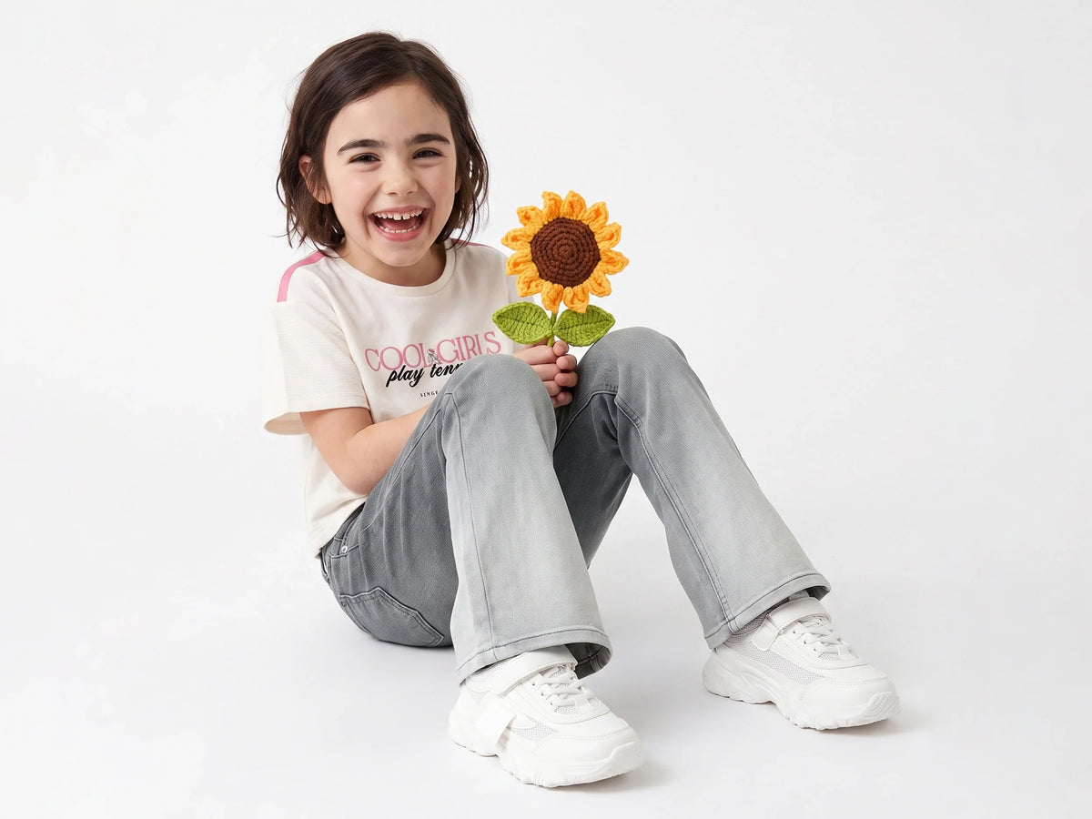 Girls Grey Denim Trousers