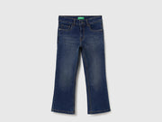 Boys Dark Wash Bootcut Cotton Blend Denim with Scarp & Spray Detail