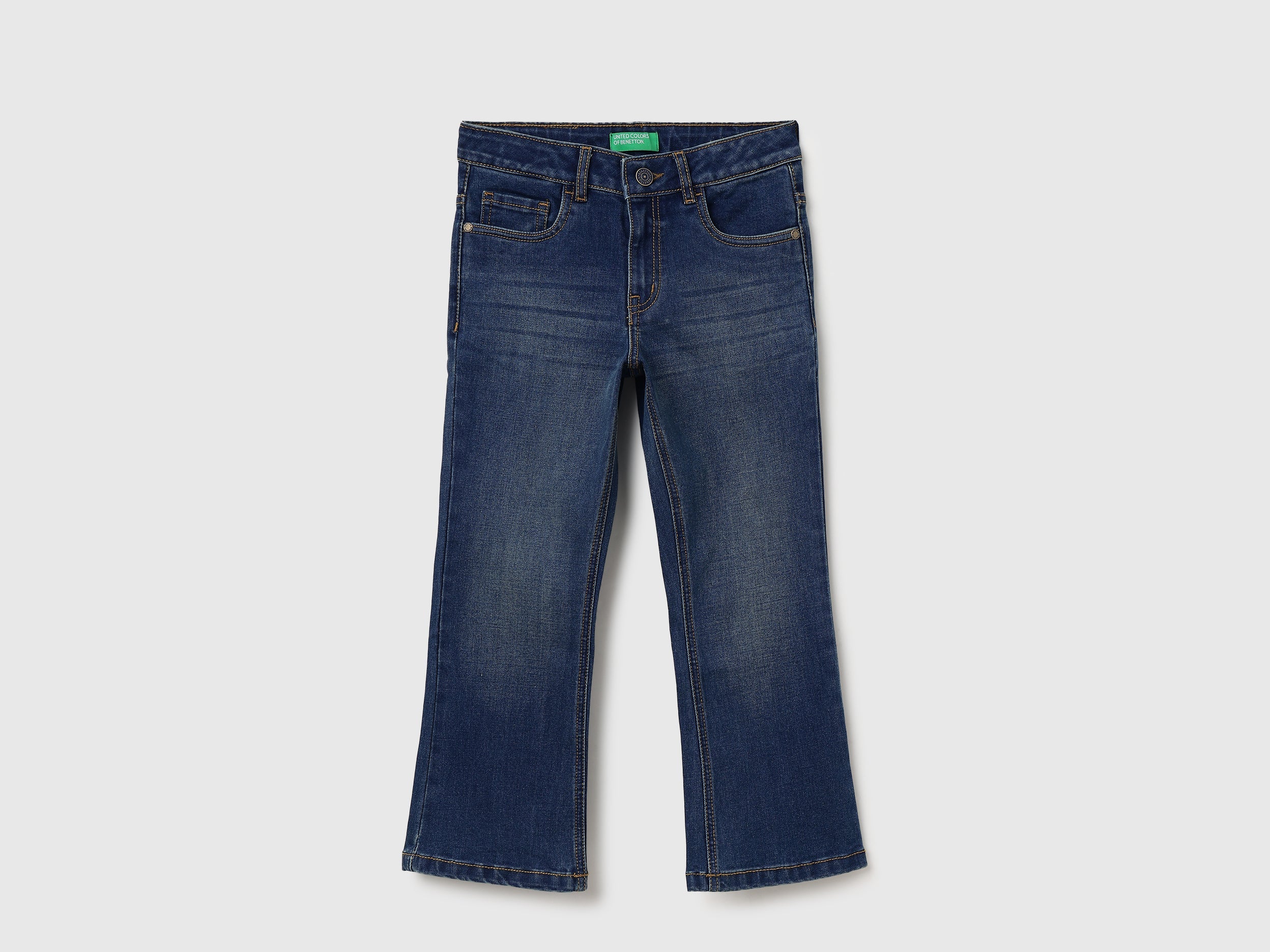 Boys Dark Wash Bootcut Cotton Blend Denim with Scarp & Spray Detail