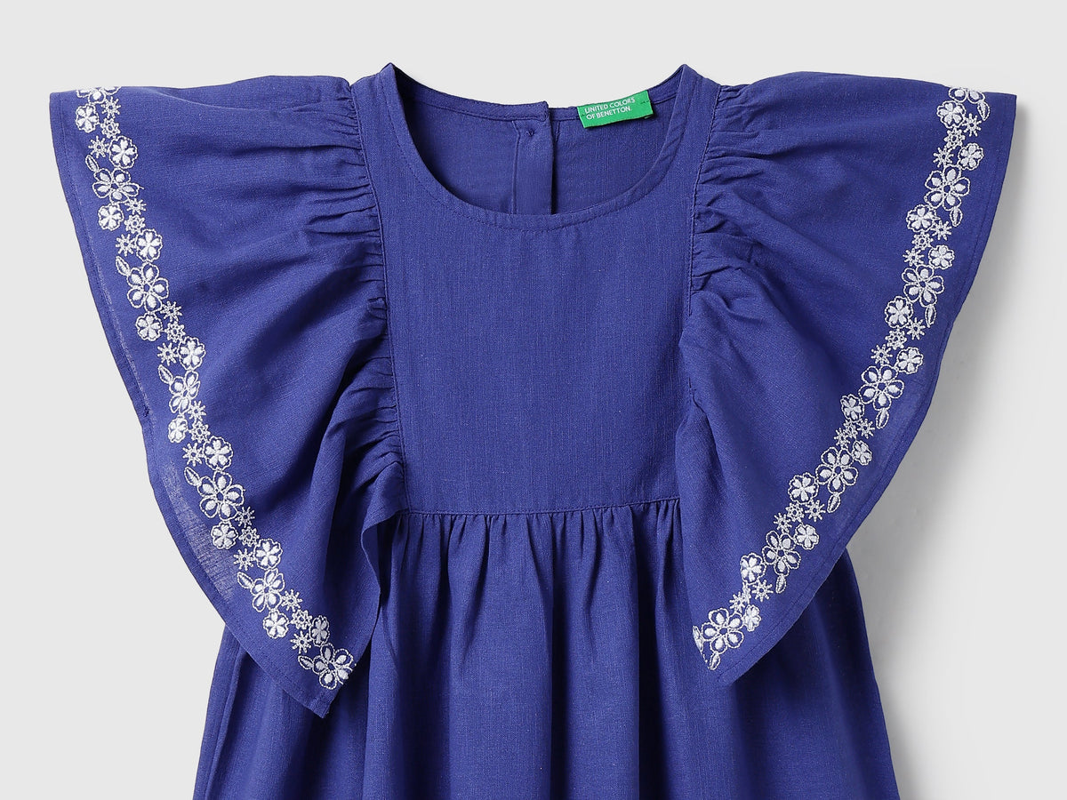 Girls Blue Woven Dress