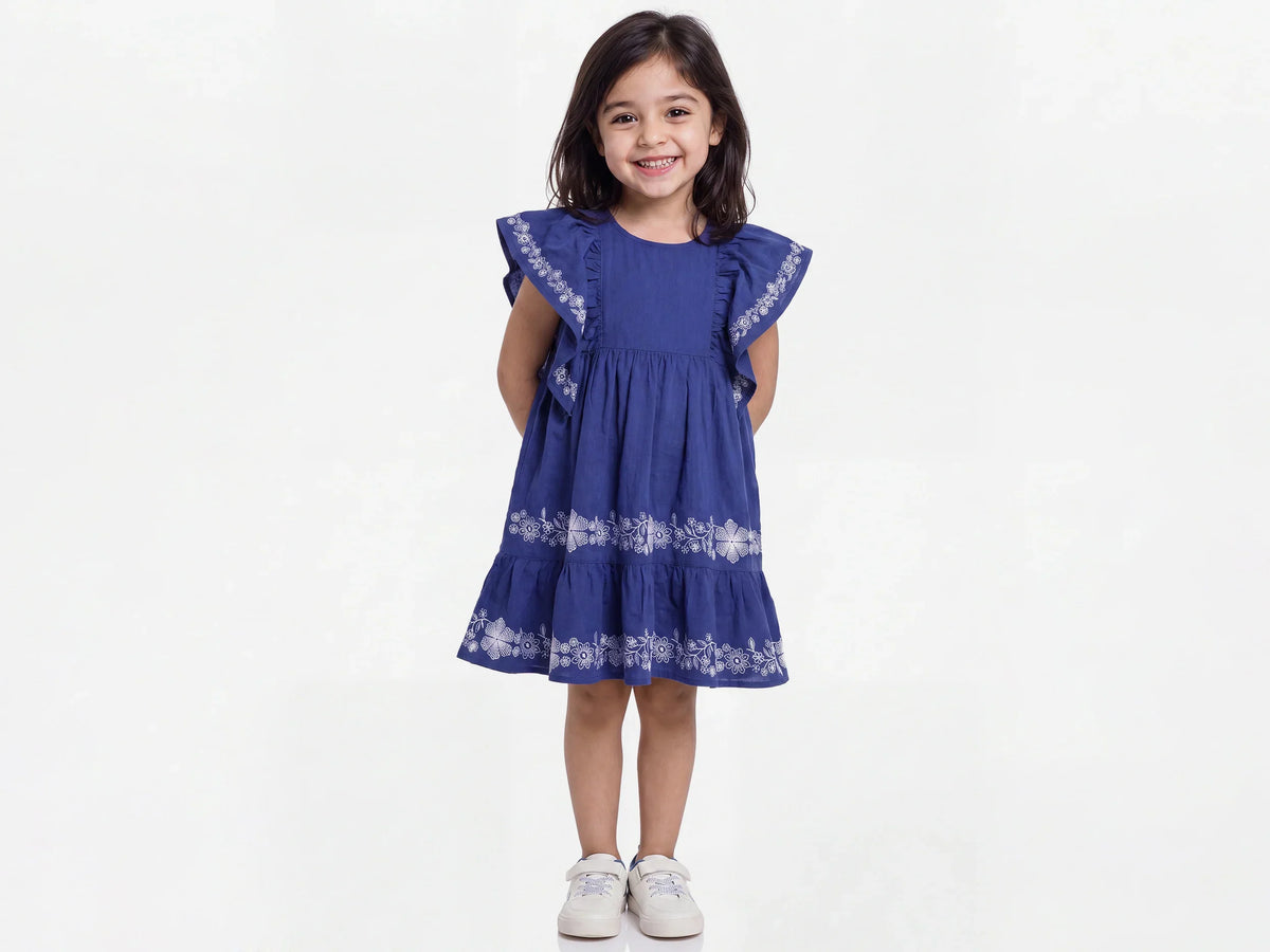 Girls Blue Woven Dress