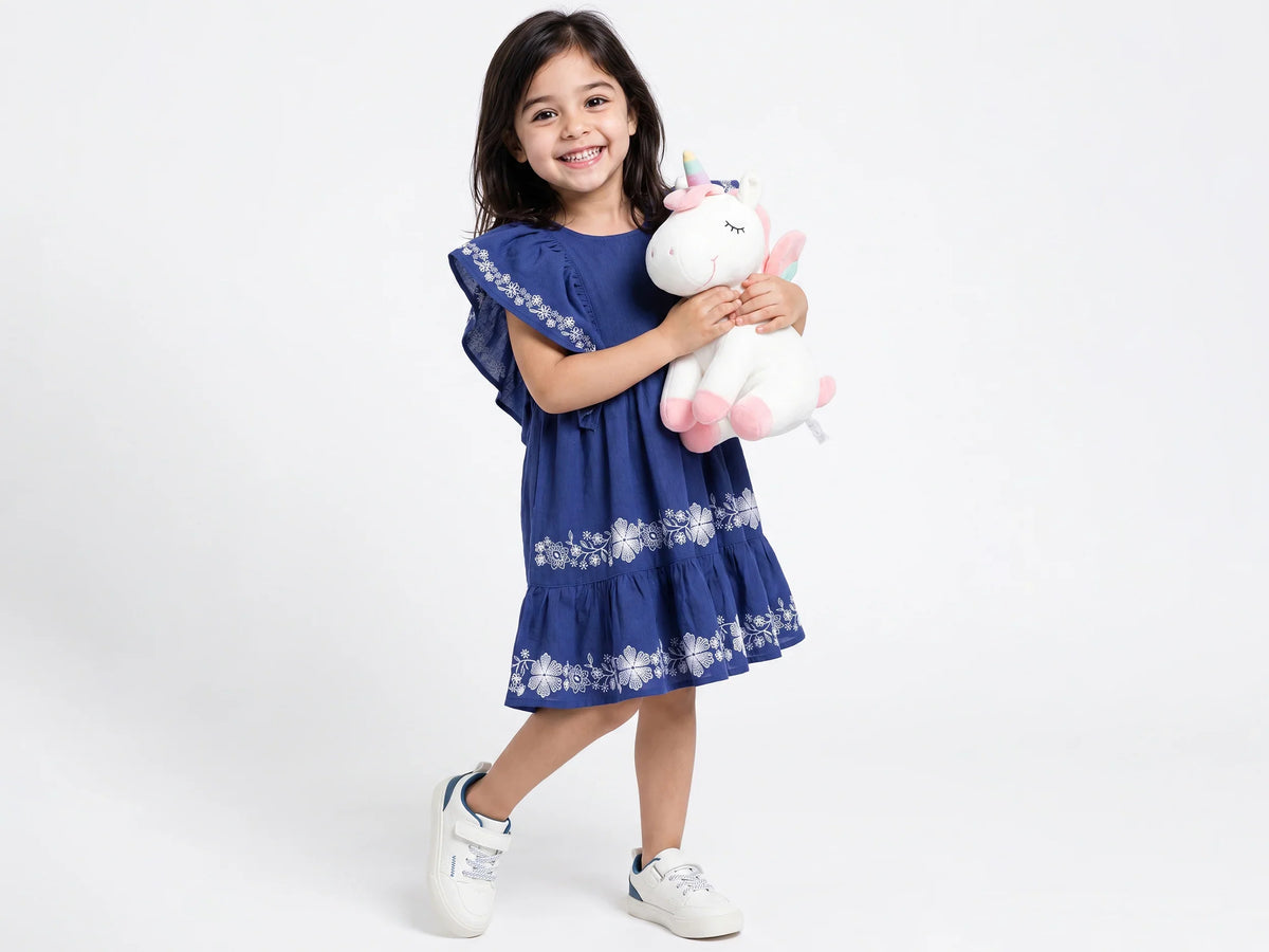 Girls Blue Woven Dress