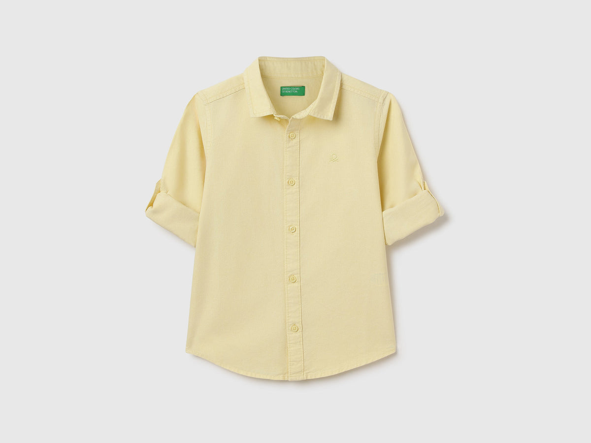 Boys Yellow Solid 100% Cotton Oxford Shirt
