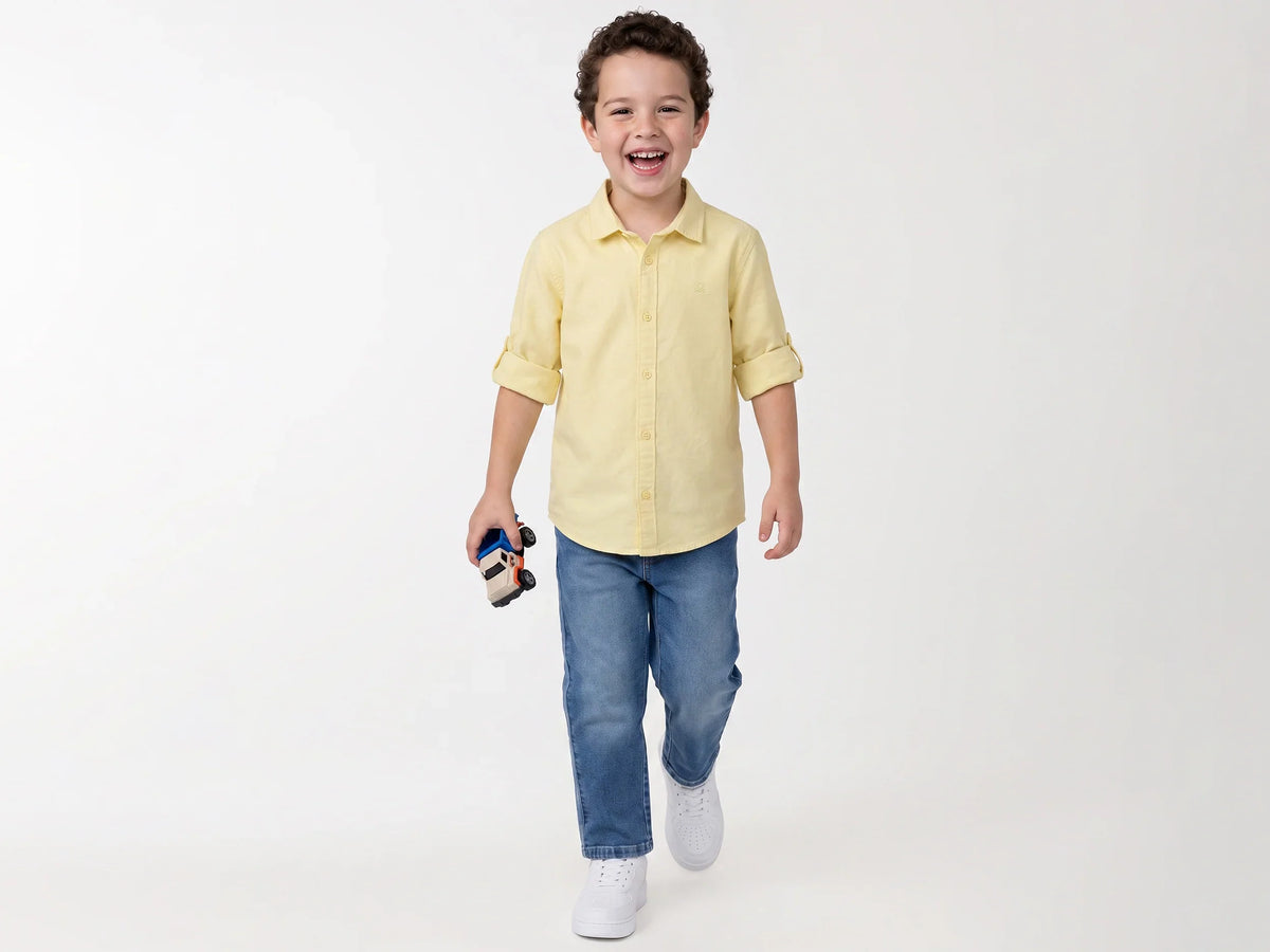 Boys Yellow Woven Shirt