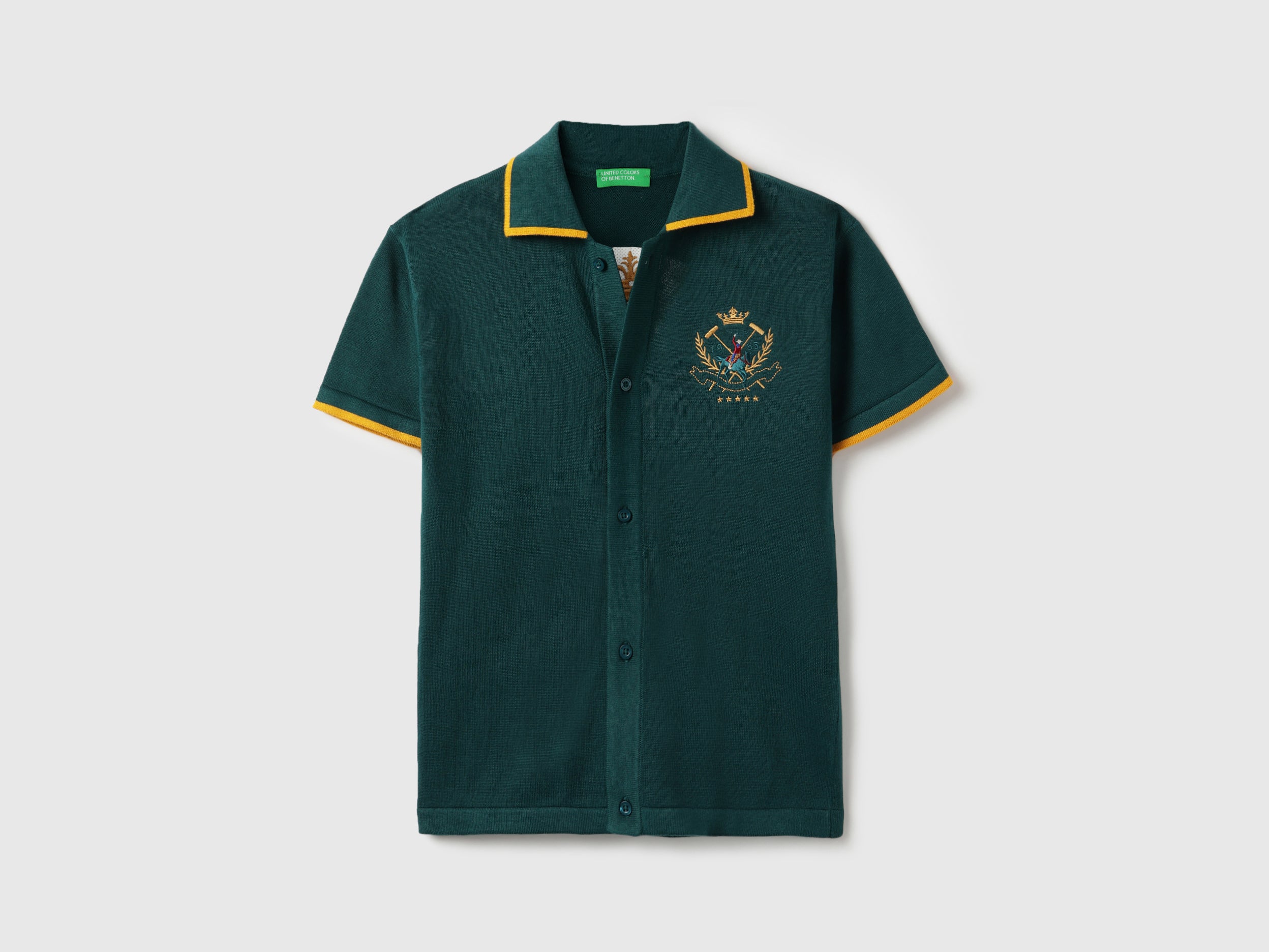 Boys Emerald Green Patterned Cotton Regular Fit Jacquard Polo Shirt