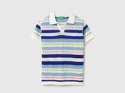 Boys Pure Cotton Johny Collar Patterned T-Shirt