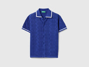Boys Pure Cotton Patterned Cut Away Collar Shirt