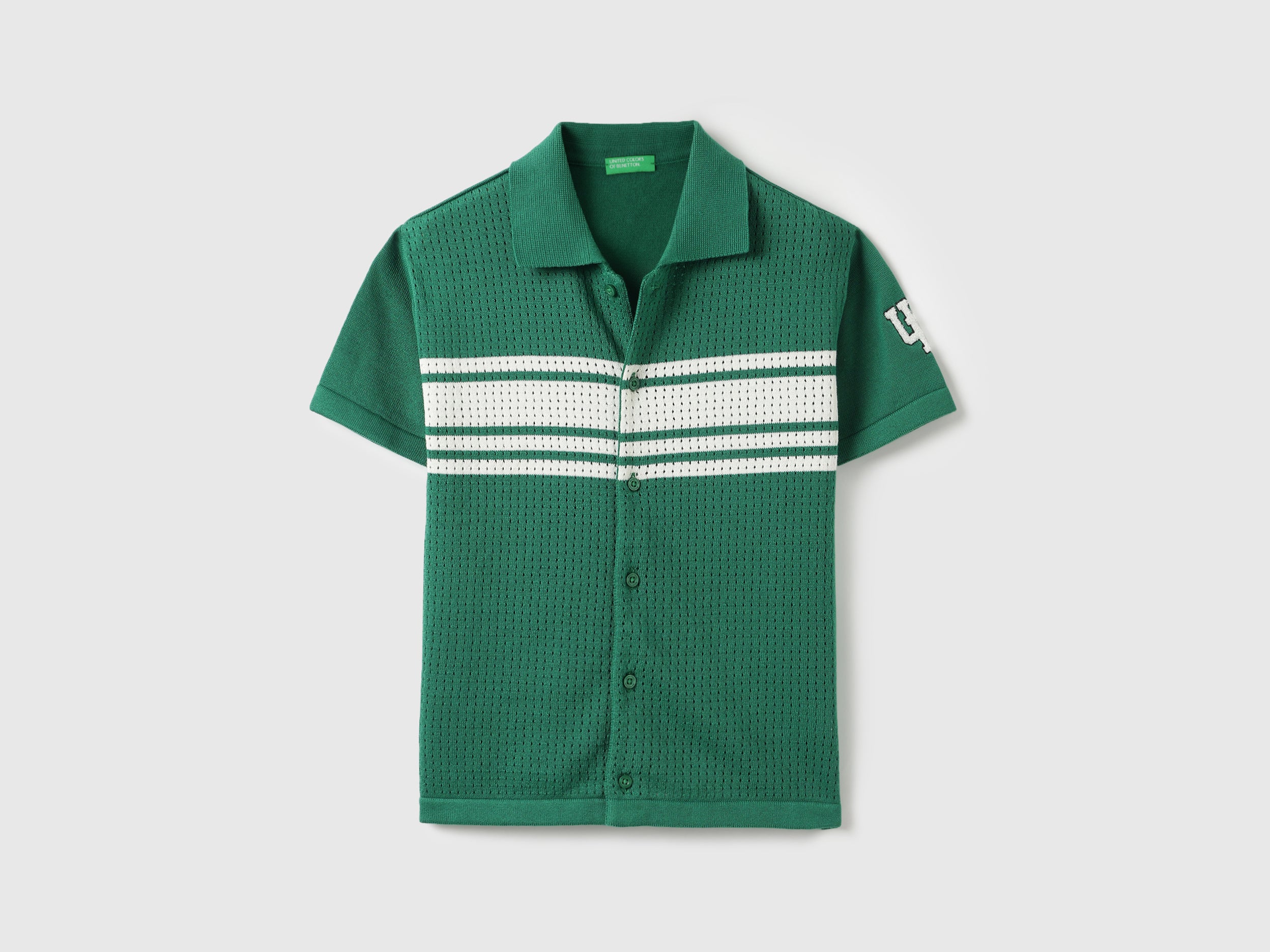 Boys Emerald Green Cotton Pointelle Polo Shirt