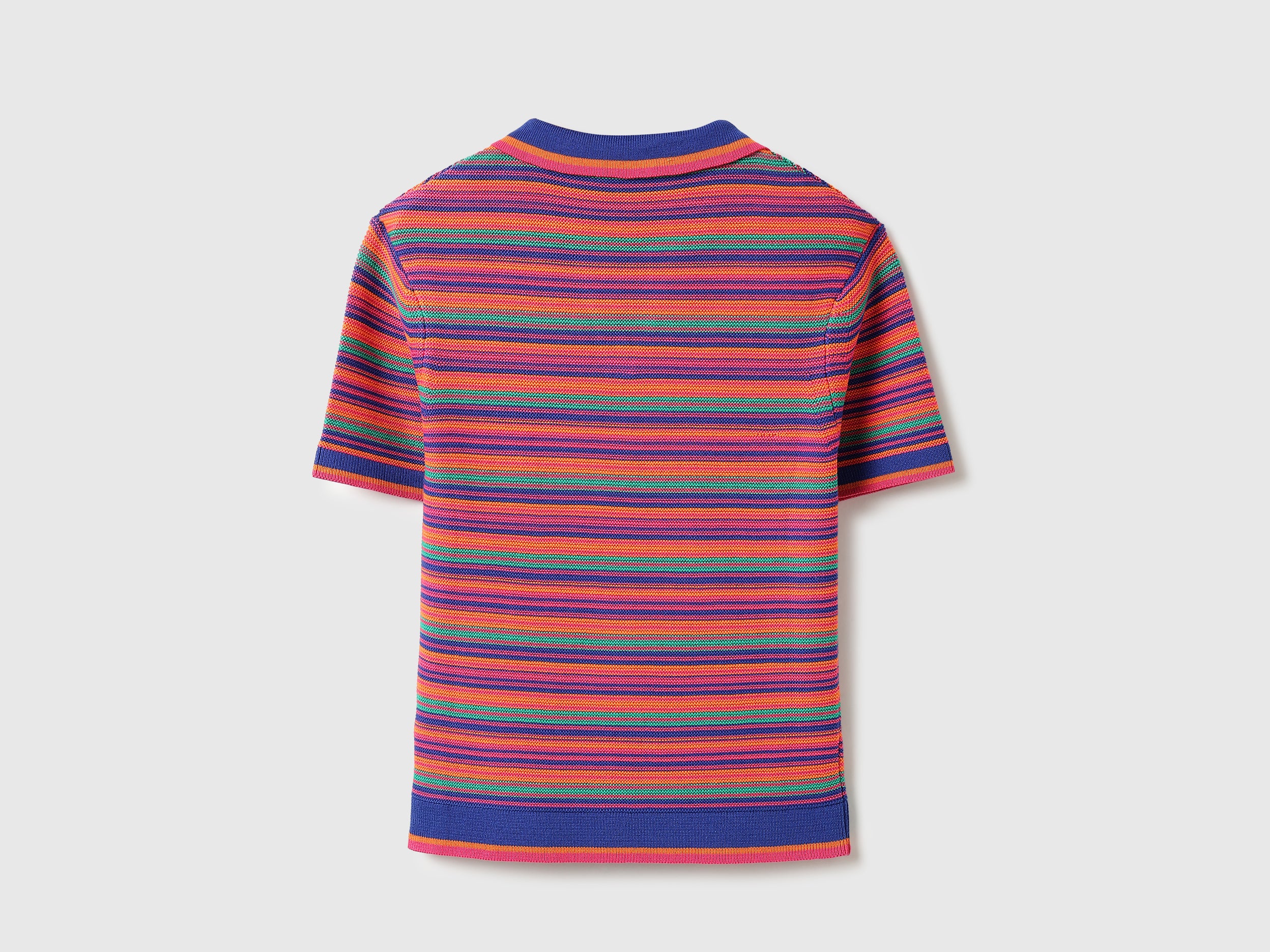 Girls Pure Cotton Striped Johny Collar Polo T-Shirt