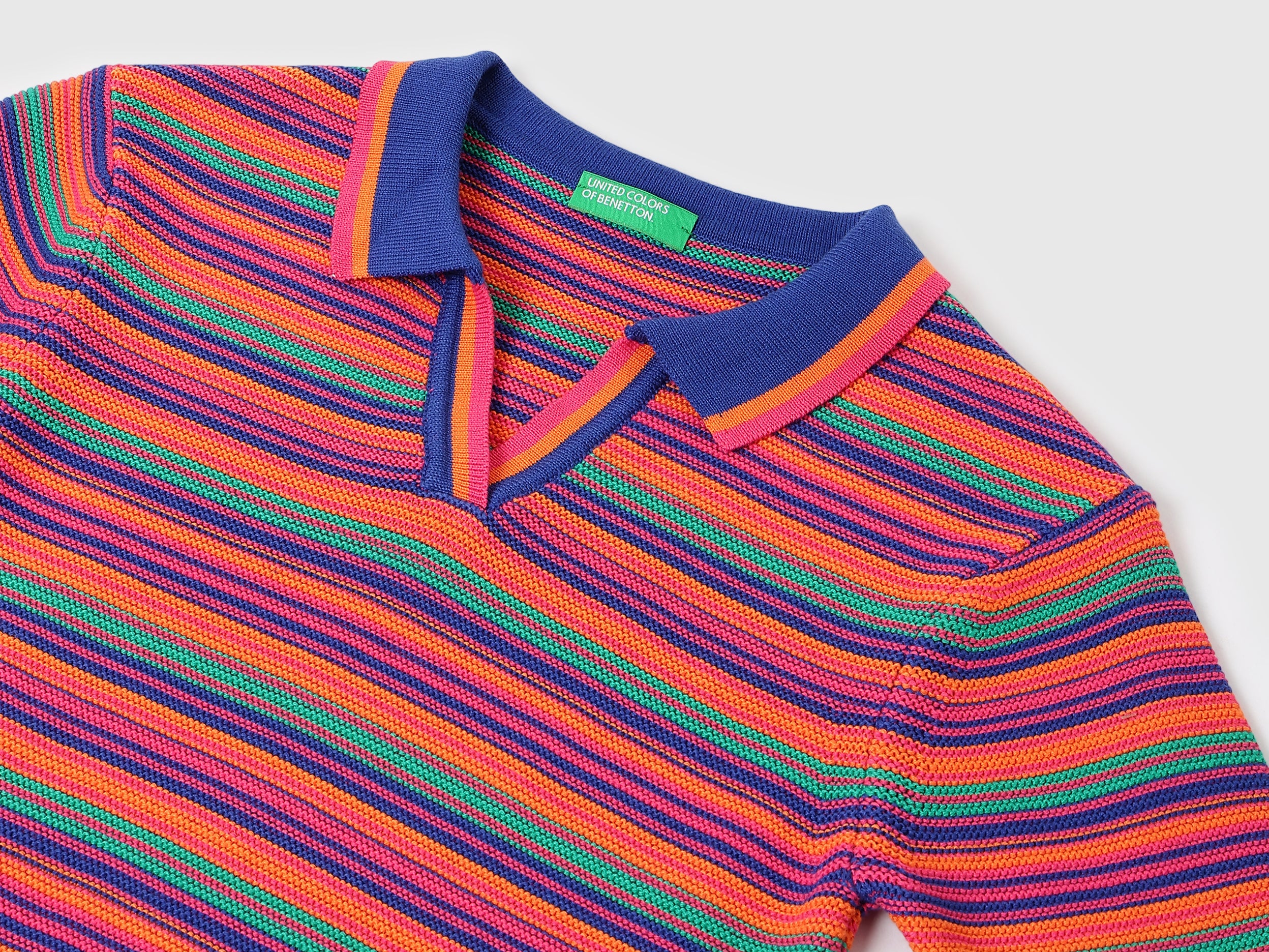 Girls Pure Cotton Striped Johny Collar Polo T-Shirt