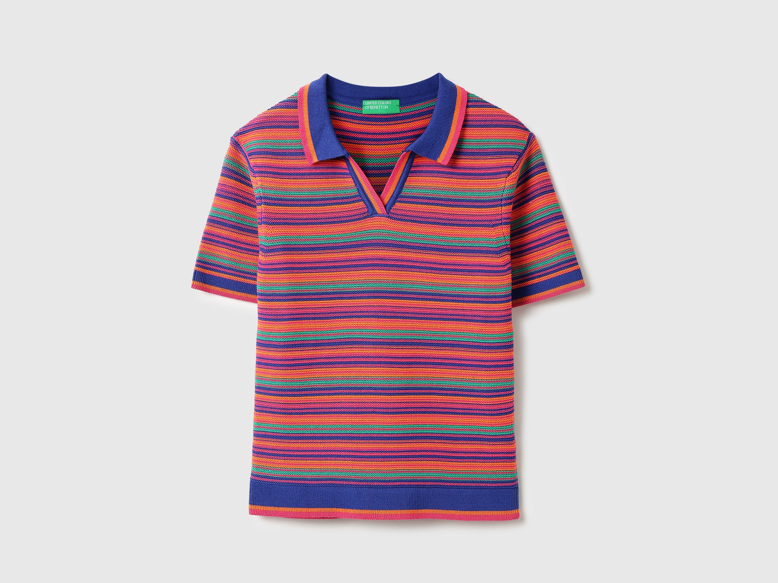 Girls Pure Cotton Striped Johny Collar Polo T-Shirt