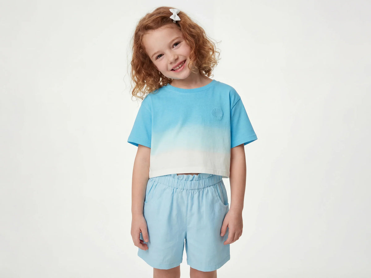 Girls Radiant Blue Cotton Knit T-Shirt