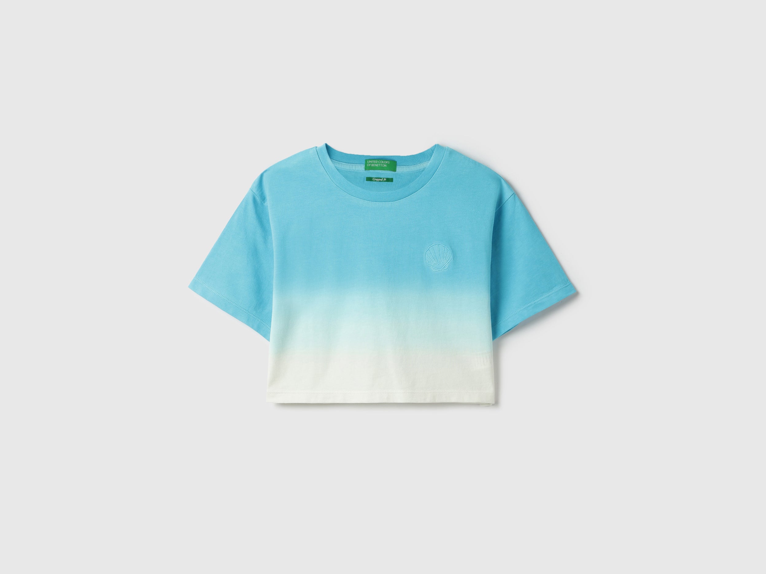 Girls Cotton Ombre Cropped Embroidered T-Shirt