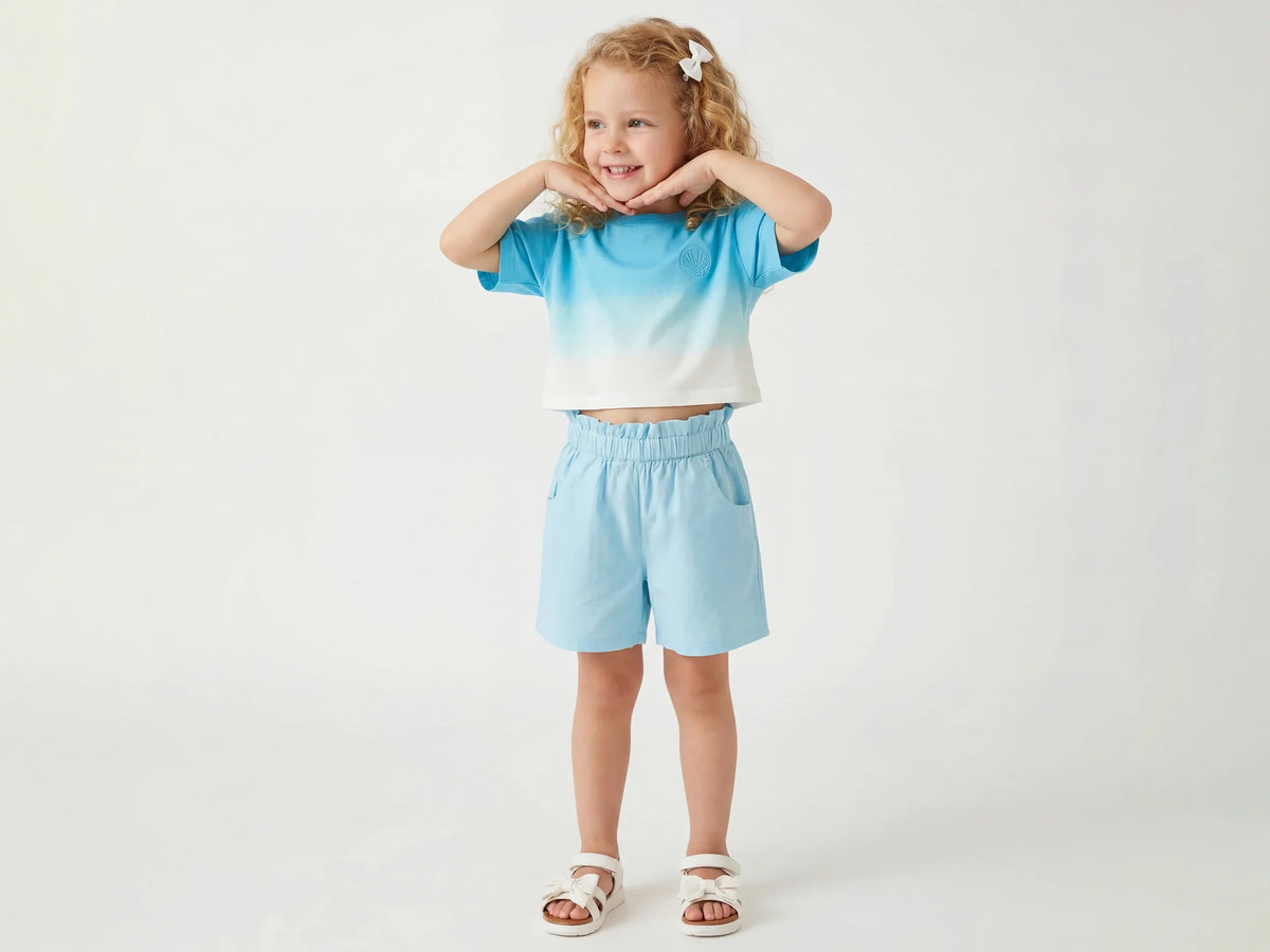 Girls Radiant Blue Cotton Knit T-Shirt