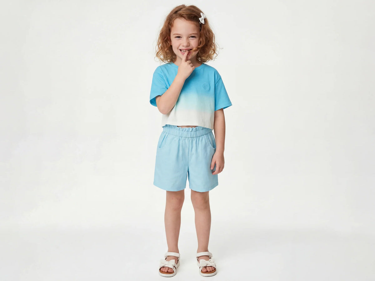 Girls Radiant Blue Cotton Knit T-Shirt