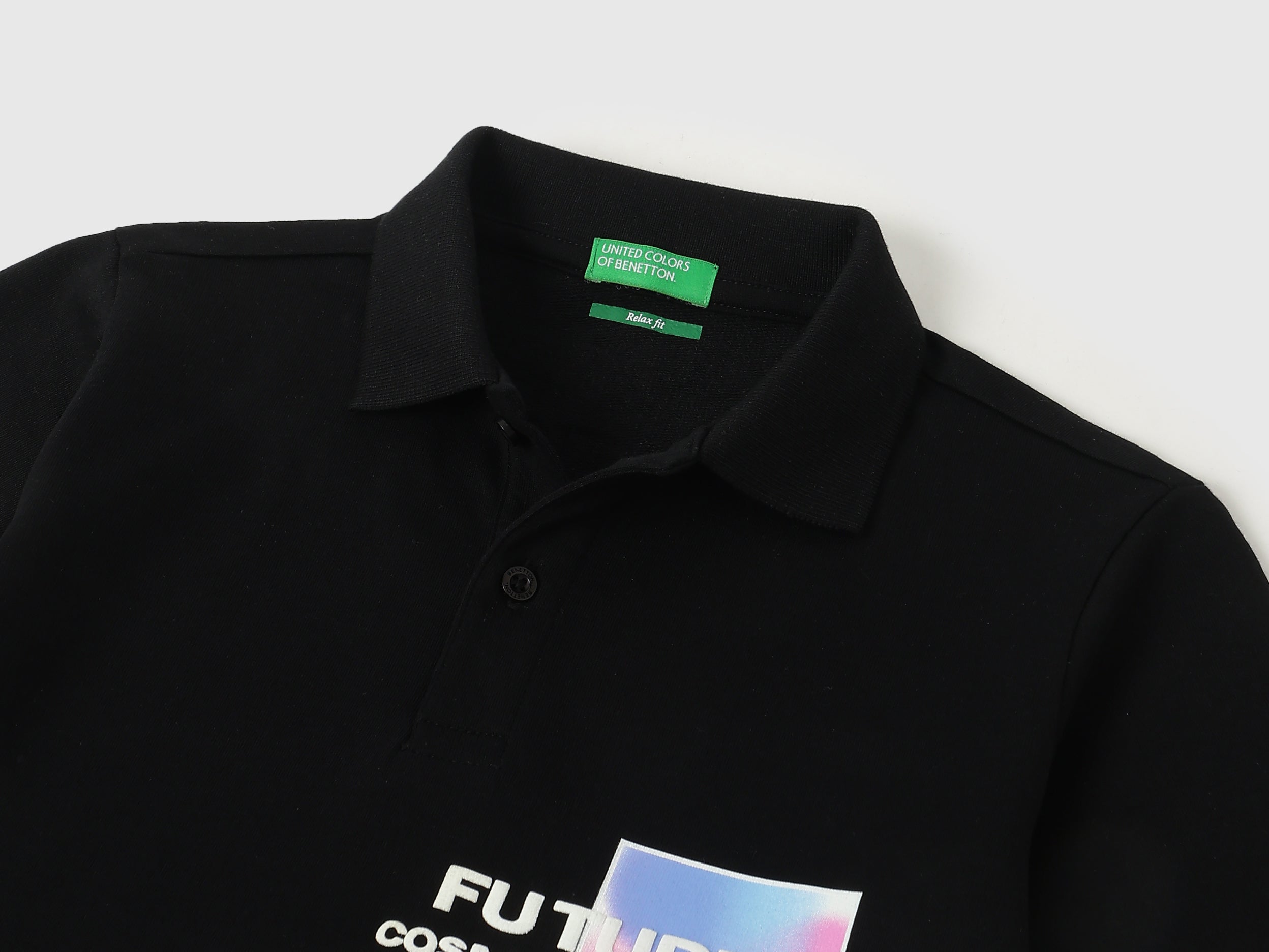 Boys Black Cotton Relaxed Fit Polo Shirt