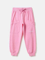 Girls Rose Pink Cotton Terry Jogger Pants